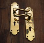 Victorian Long Back Scroll, Polished Brass Handles With Keyhole (M68PB)